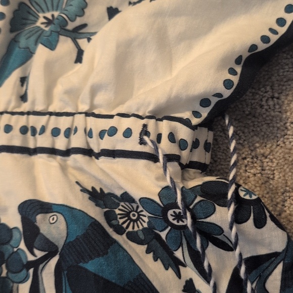 Farm Rio Linen Blend Blue And White Sundress - Picture 10 of 11